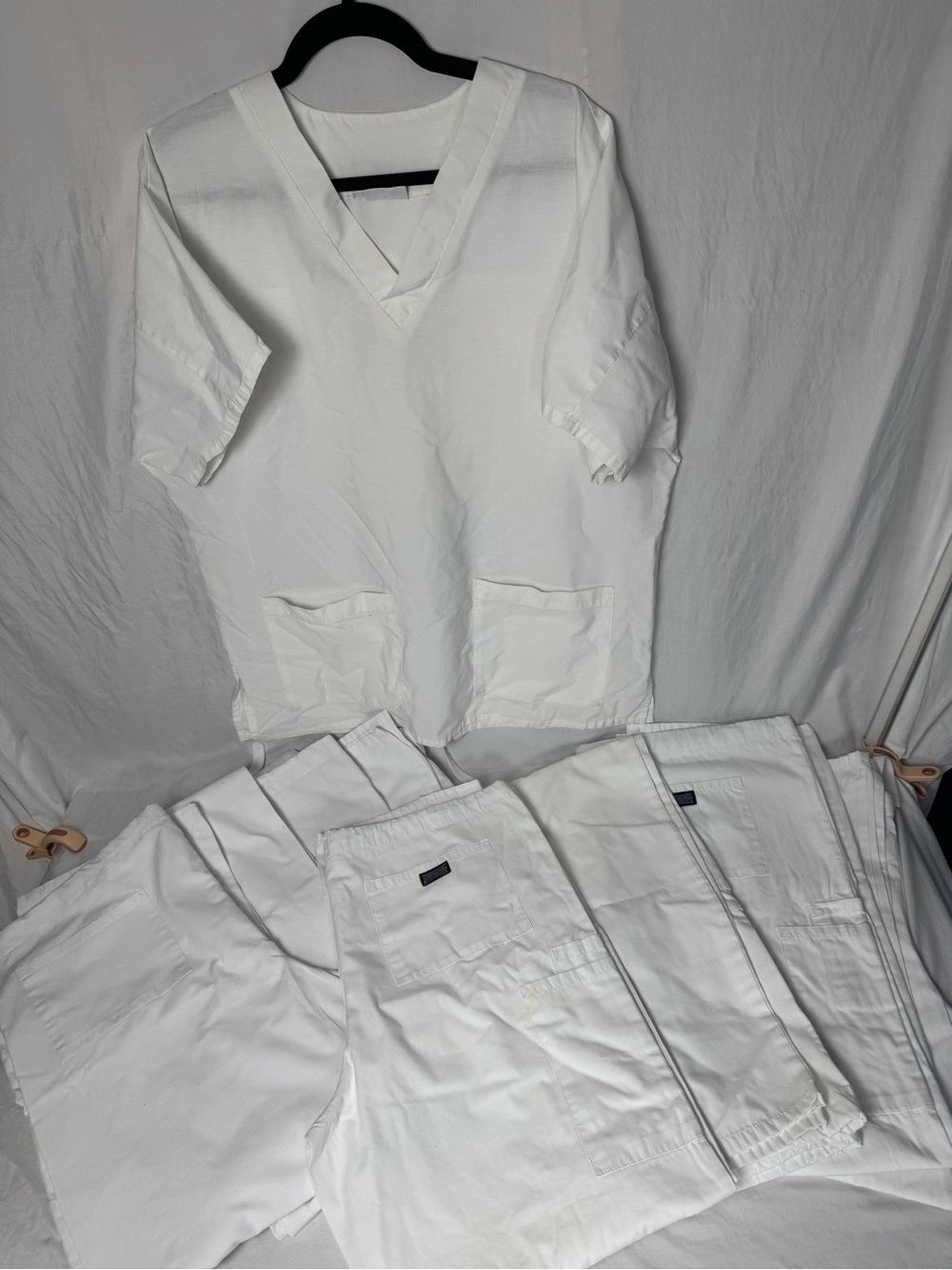🤍 White Scrub Lot | 1 Top & 7 Pants | Medium/Large | Medical Costume Tie Dye